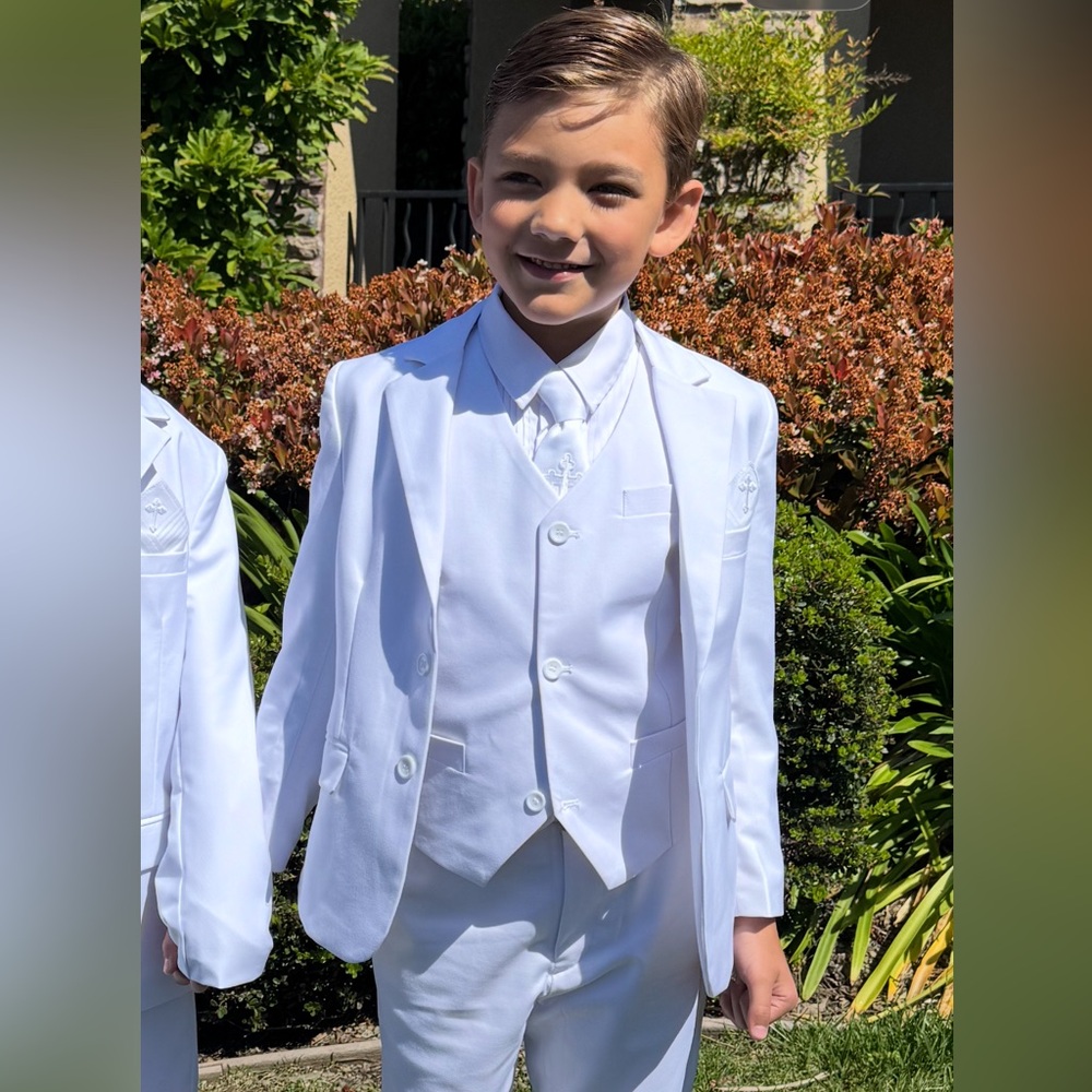 White Boys white communion baptism suit size 10 New
